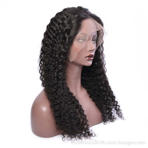 Brazilian 180% Density Full Lace Wig Curly Virgin Deep Curly Full Lace Human Hair Wig For Black Women